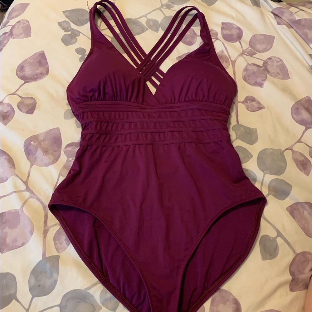 La Blanca purple strappy one piece
